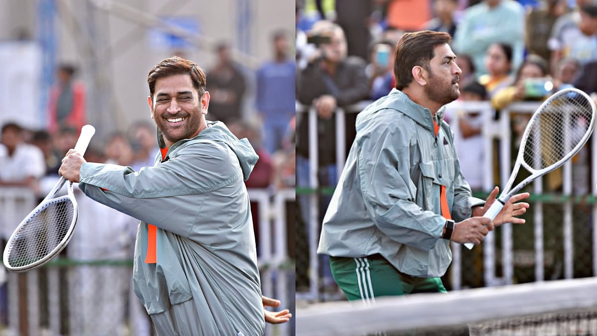 'Serving Smiles!': Chennai Super Kings Delight Fans By Sharing Cheerful Photo Of MS Dhoni Playing Tennis; Check Pics 
