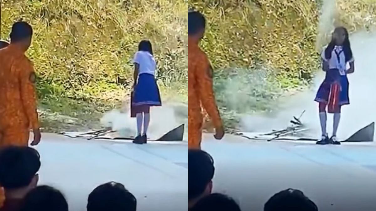 Viral Video: Schoolgirl Turns Fire Drill Into Action-Movie Moment With Bold Smoke Pose 