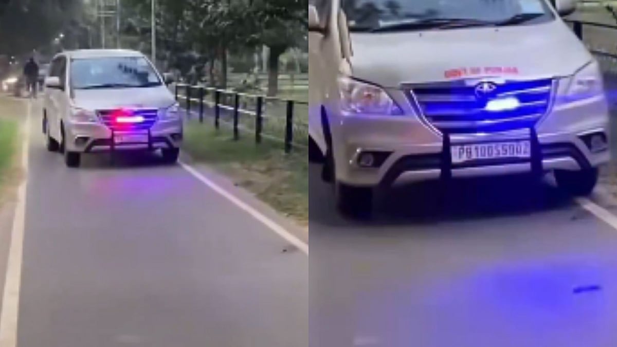 Chandigarh Traffic Police Takes Action Against Punjab Govt Vehicle For Using Cycle Track To 'Jump...