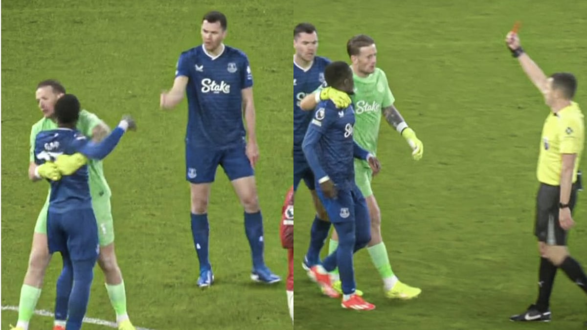 Watch: Everton’s Idrissa Gueye Sent Off For Slapping Teammate Michael Keane In Match Against Manchester United 