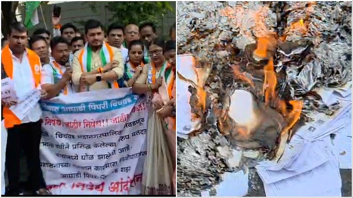 ‘Dictatorship Will Not Work’: MVA Protests Against PCMC, Burns Voter Lists In Pimpri-Chinchwad...
