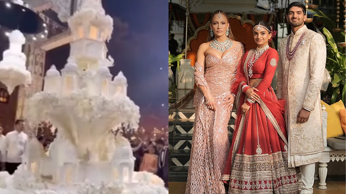 'Wastage Of Money': Netizens Slam Netra Mantena-Vamsi Gadiraju's Massive Udaipur Wedding Cake With Elephant & Lion Accents; Watch Viral Video 