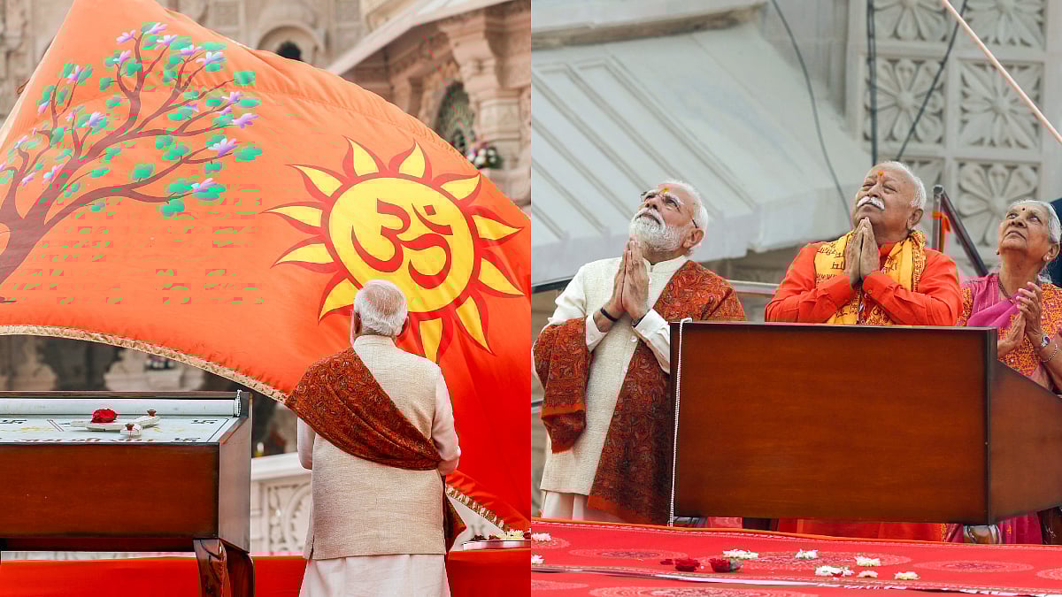 '500-Year Resolve Fulfilled': PM Modi Hoists Saffron Dharma Flag At Ram Temple In Ayodhya - VIDEO 