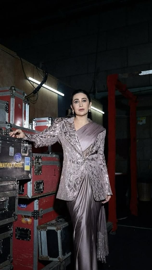 Karisma Kapoor Elevates Manish Malhotra's Saree With Blazer-Style Blouse