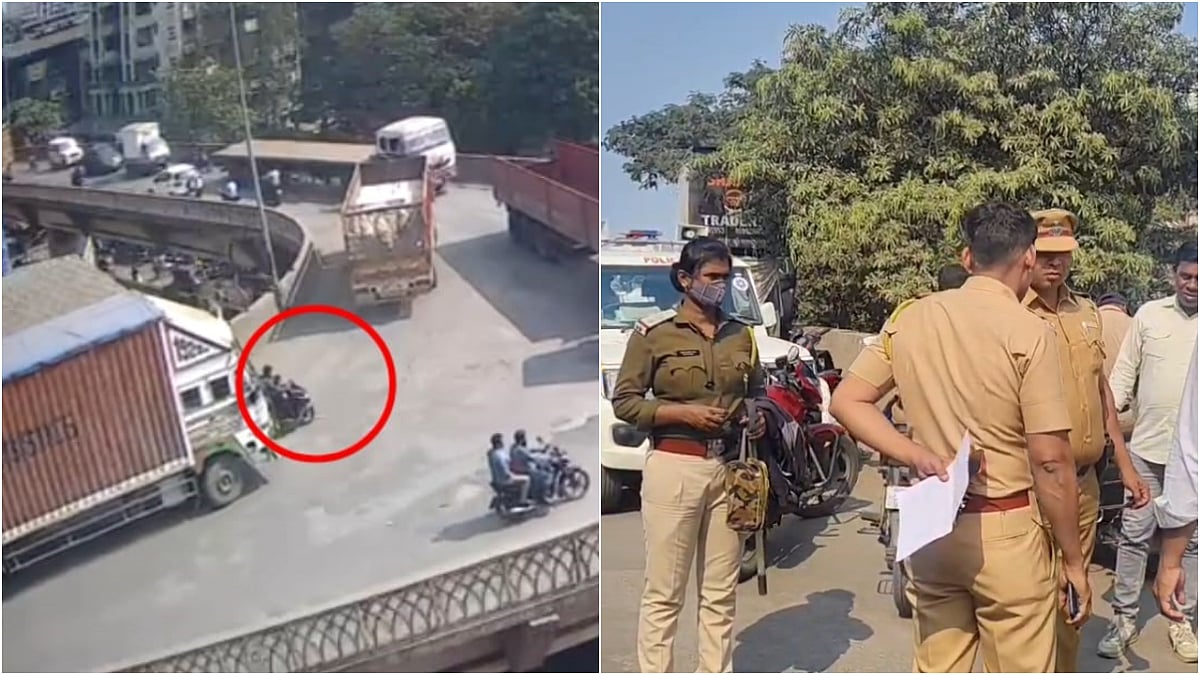 Bhiwandi Tragedy: 6-Year-Old Girl Killed, Father Critical As Container Runs Over Scooter On APJ Abdul Kalam Flyover; Driver Detained | VIDEO 