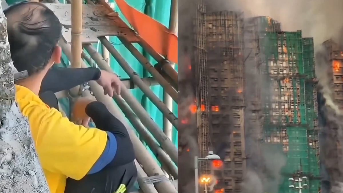 Hong Kong Fire: Worker Caught Smoking On Camera Moments Before High-Rise Building Engulfed In Flames; VIDEO 