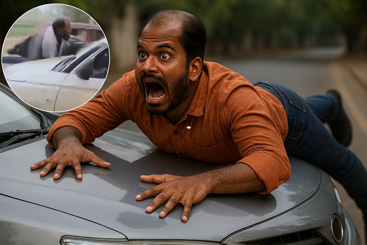 Viral Video Shows Biker Assaulted, Dragged For 500 Mts On Bonnet By Car-Borne Youths In Saharanpur