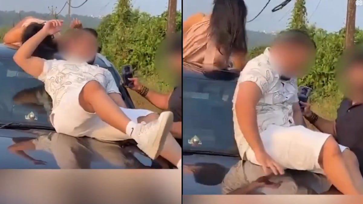 VIDEO: Couple Caught Lying On Moving Toyota Hyryder SUV's Roof For Pre-Wedding Photoshoot In Goa; Passerby Confronts Driver 