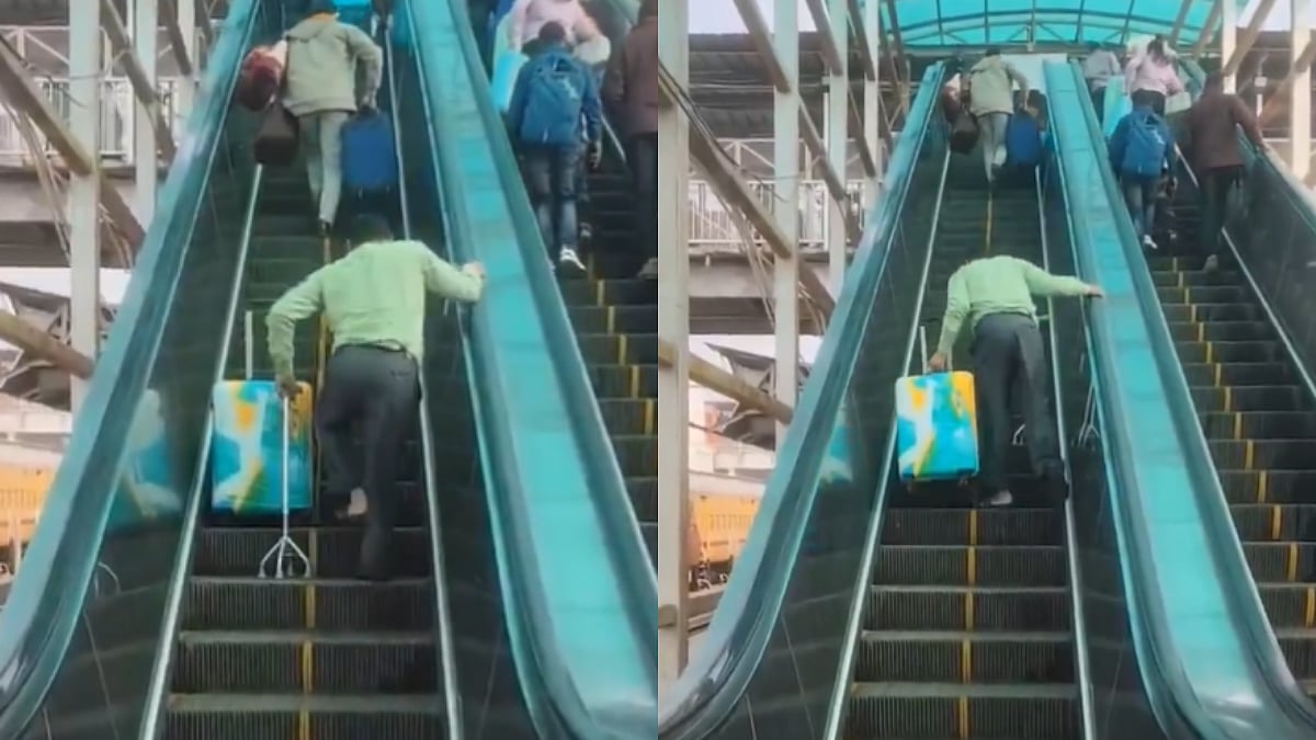 Video Shows Disabled Man Struggling To Walk On Non-functional Escalator At Varanasi Railway Station; Here's How Authorities Respond: 