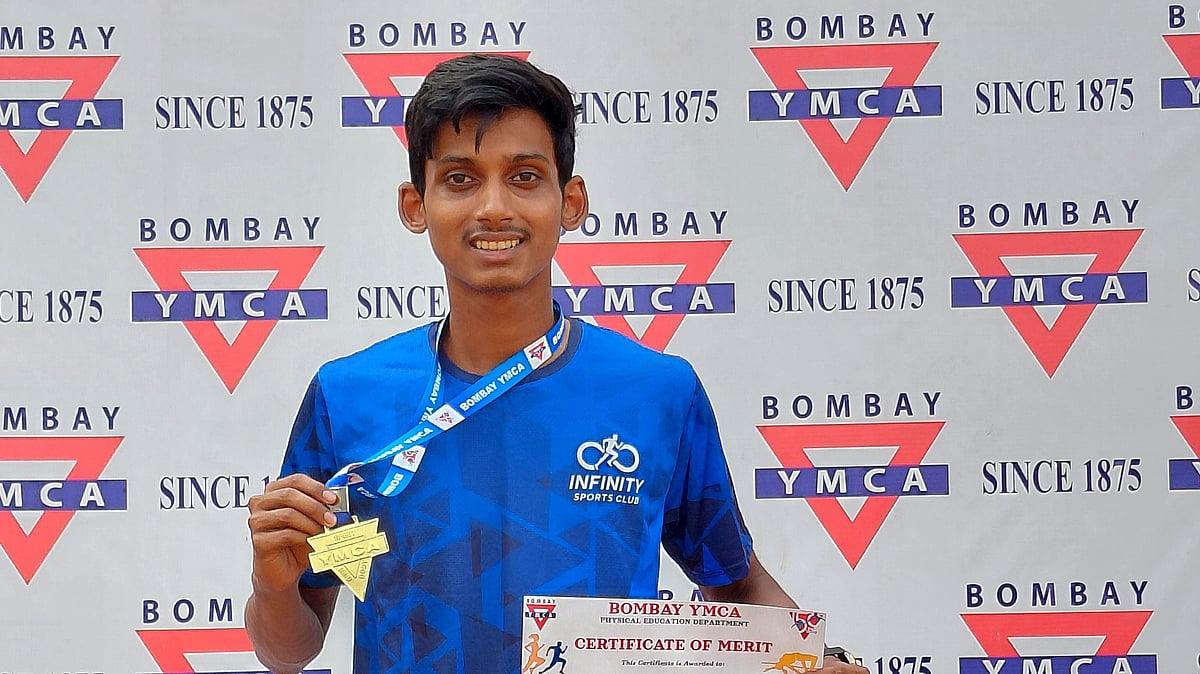 Nayam Mohammed Shaikh of Infinity Sports Club won the Boys U-18 100m race in the 48th YMCA State-Level Athletics Championship 2025 at the Mumbai University Pavilion track on Friday.