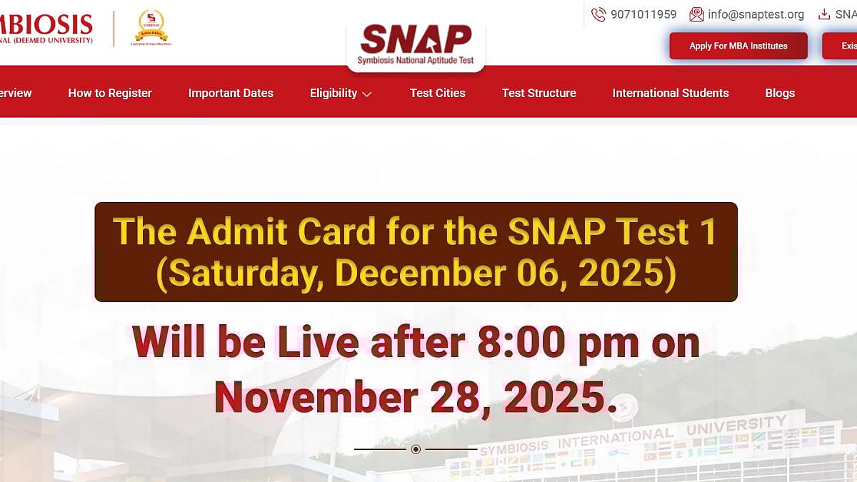 SNAP 2025 Test 1 Admit Card Out Today; Check Exam Pattern, Structure And Important Guidelines 