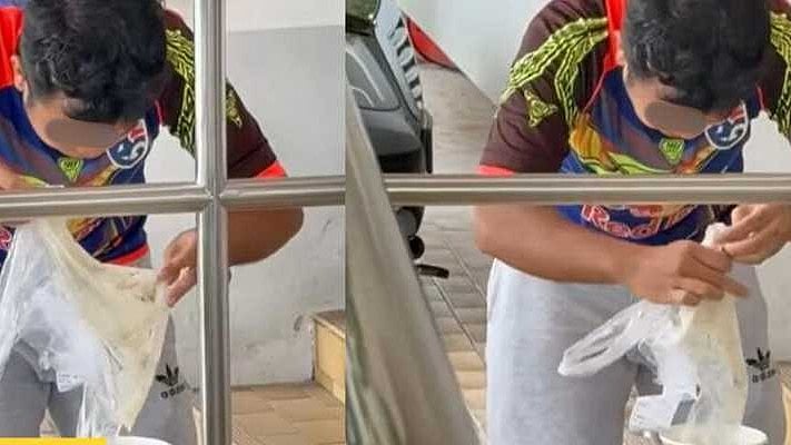 Singapore Woman Horrified After Food Delivery Rider Caught Pouring Spilled Porridge Back Into Container | VIDEO 