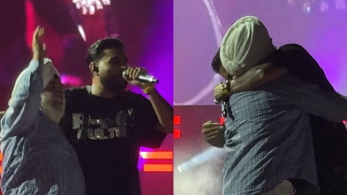 Karan Aujla Abu Dhabi Concert: Singer Dances With An Elderly Fan On Stage, Hugs Him; Fans Call Him 'Down To Earth' - Watch Video 