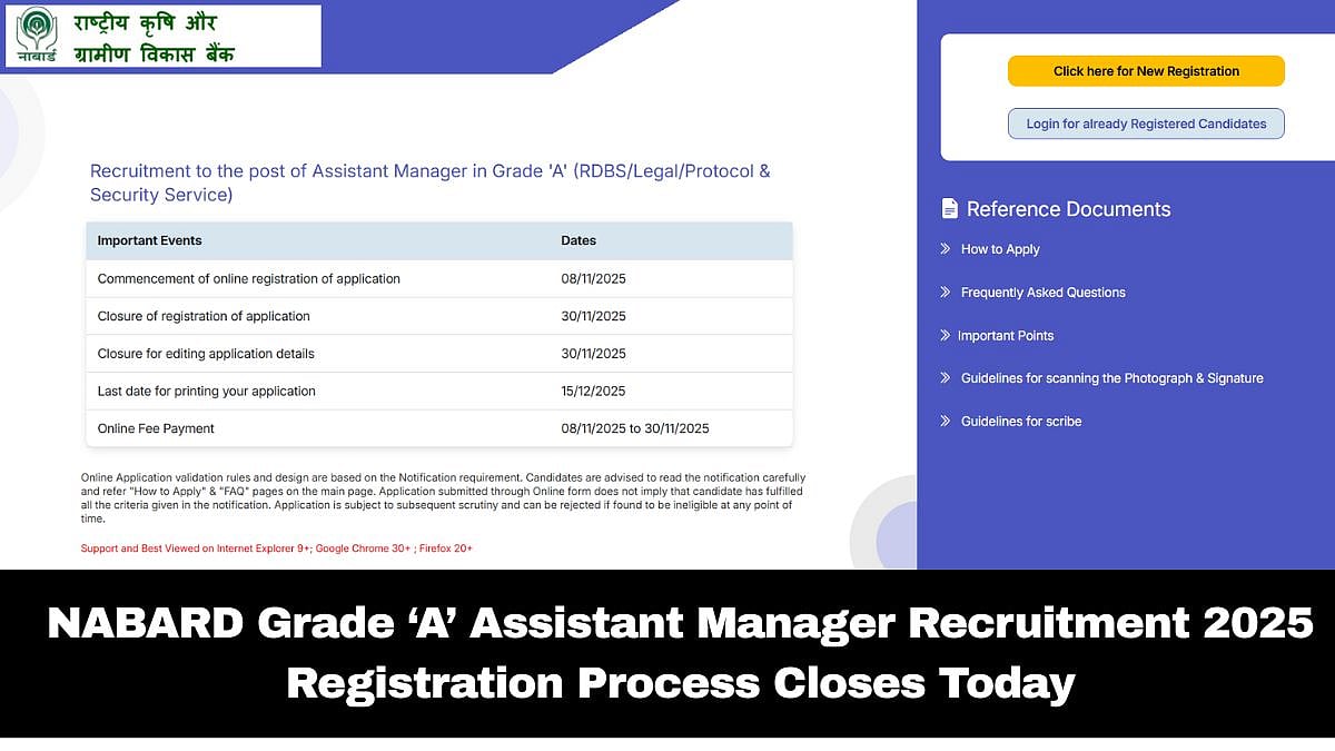 NABARD Grade ‘A’ Assistant Manager Recruitment 2025: Registration Process Closes Today; Check Eligibility Criteria Here 