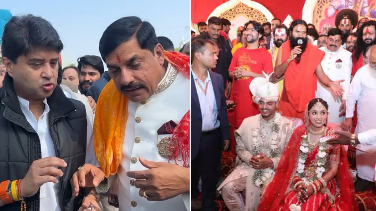 MP CM Mohan Yadav’s Son’s Wedding: Jyotiraditya Scindia Attends Baraat, Baba Ramdev Chants...