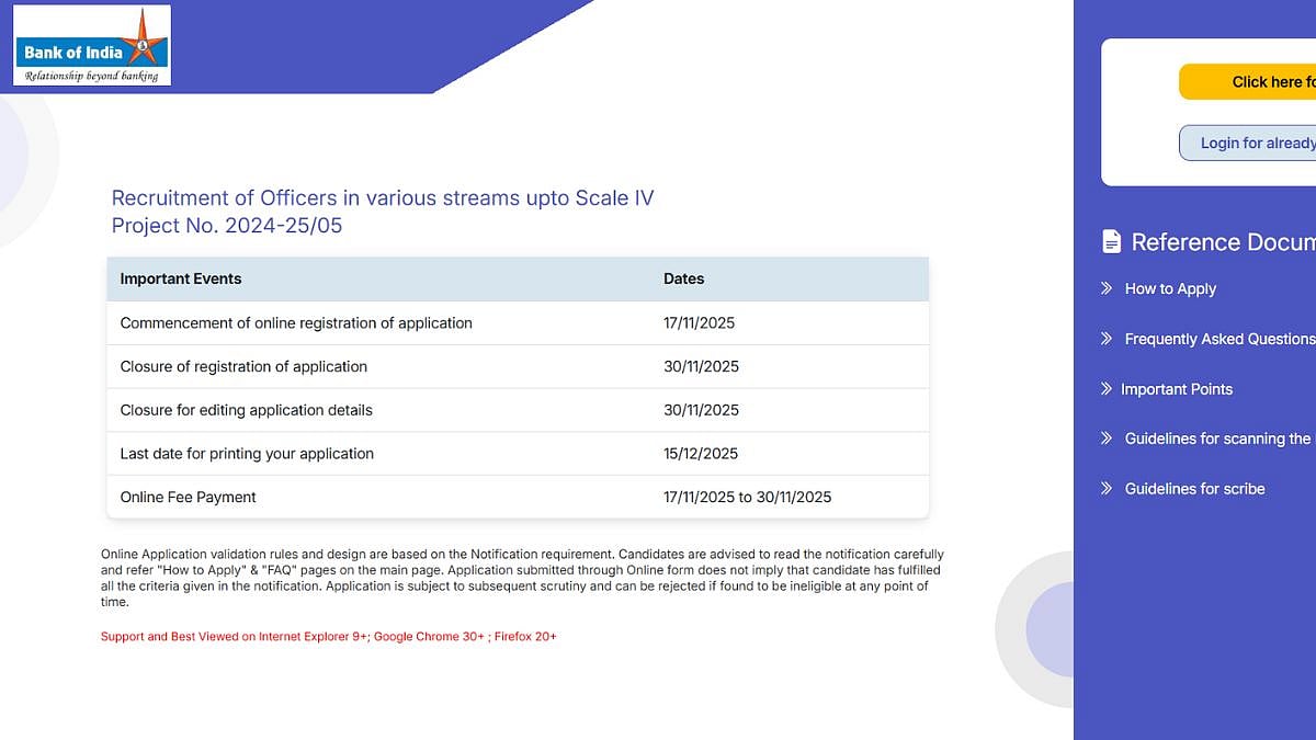 BOI SO Recruitment 2025: Registration Process Ends Today; Here's How To Apply 