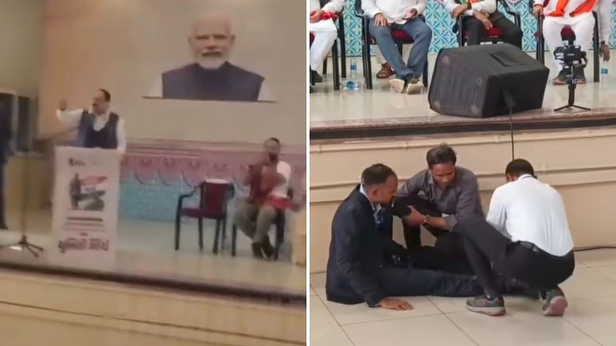 JP Nadda's Z Plus Security Commando Collapses Near Stage Mid-Speech Due To 'Fatigue' At Vadodara...