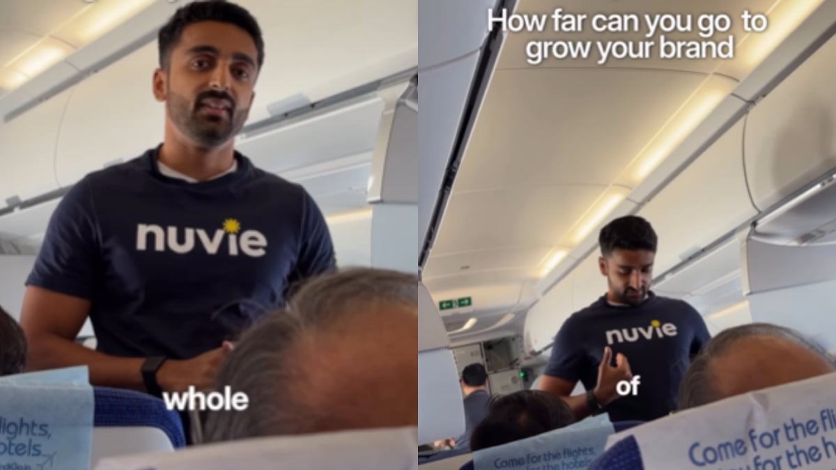 Bengaluru-Based Startup Owner Promotes His Brand Mid-Air On IndiGo Flight, Receives Mixed Reactions For His Daring Stunt 