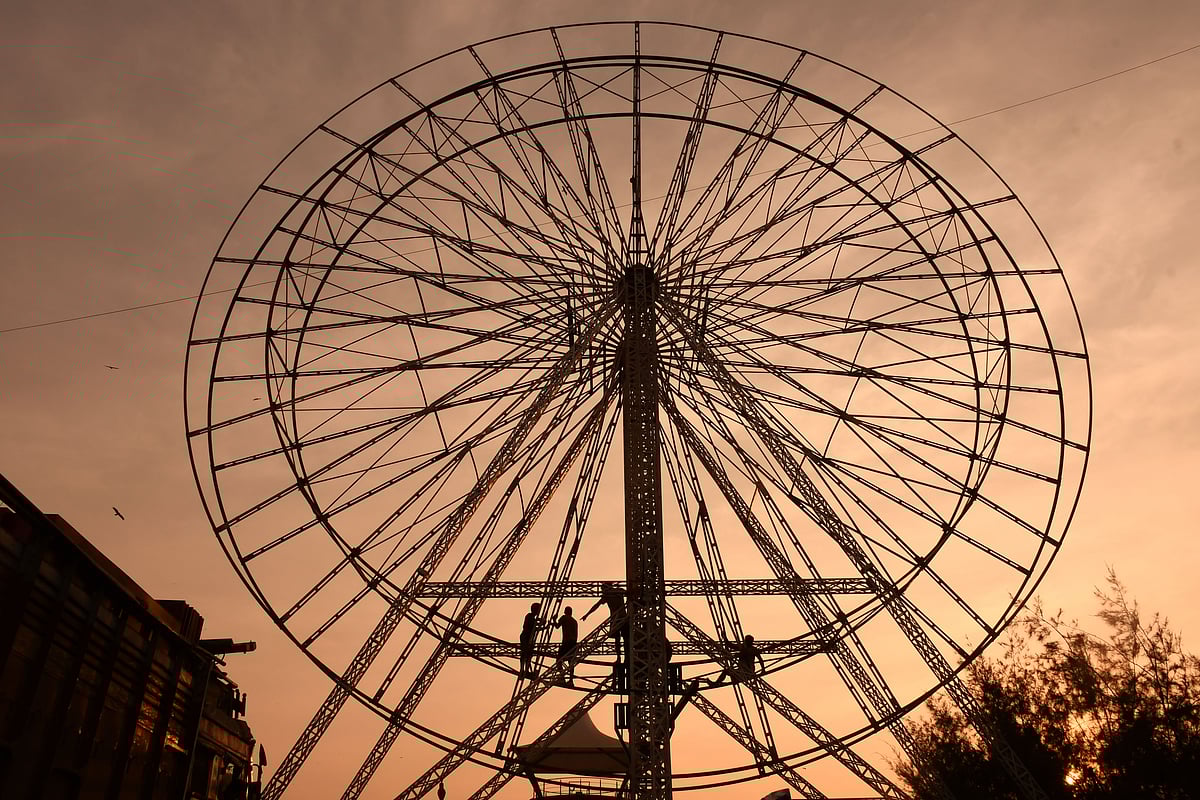 Installation of giant wheel underway for the Mahim fair, the annual 10-day
festival, which will begin from December 5