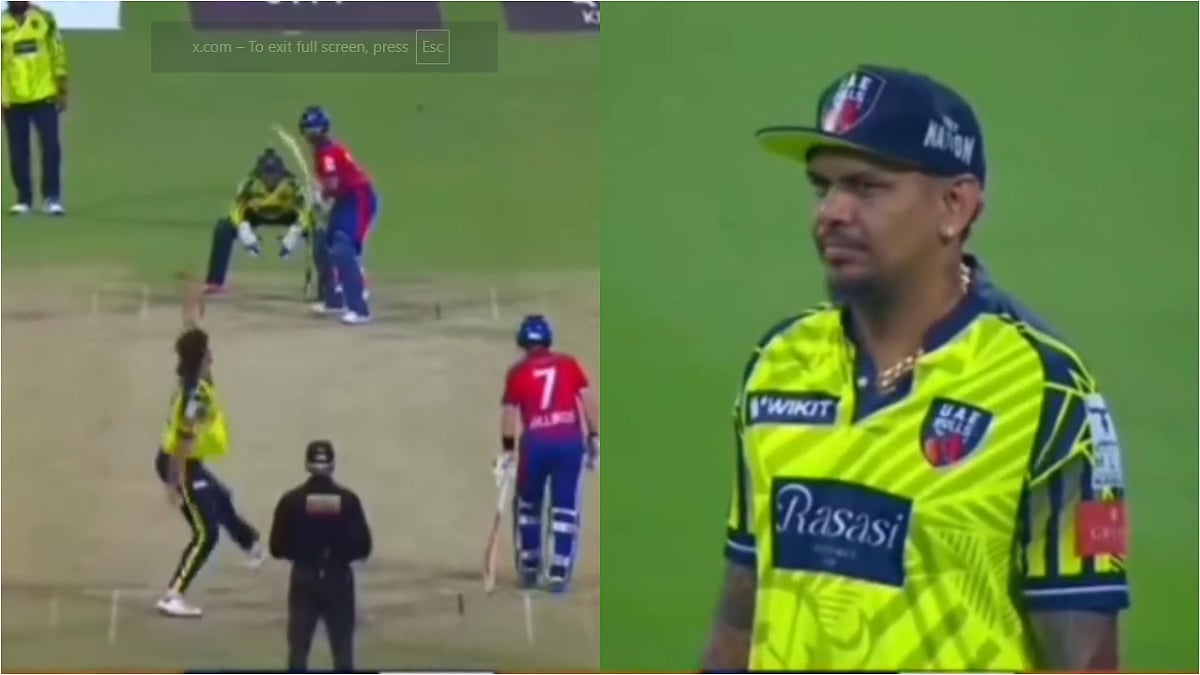 Tim David Mimics Sunil Narine's Bowling Action During UAE Bulls Vs Aspin Stallions Abu Dhabi T10 League Clash - VIDEO 