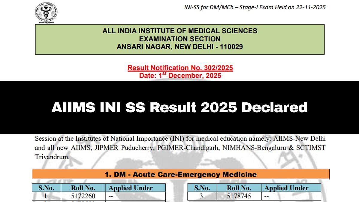 AIIMS INI SS Result 2025 Declared; Here's How To Check 