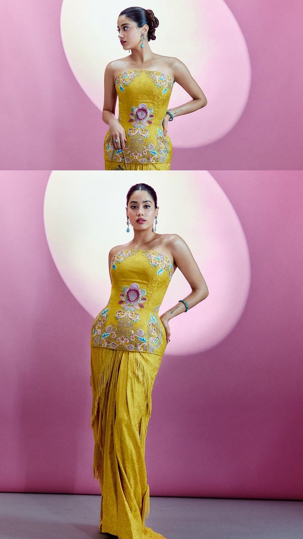 Janhvi Kapoor Serves Modern Royal Vibes In Floral-Embroidered Ensemble At Mumbai Event