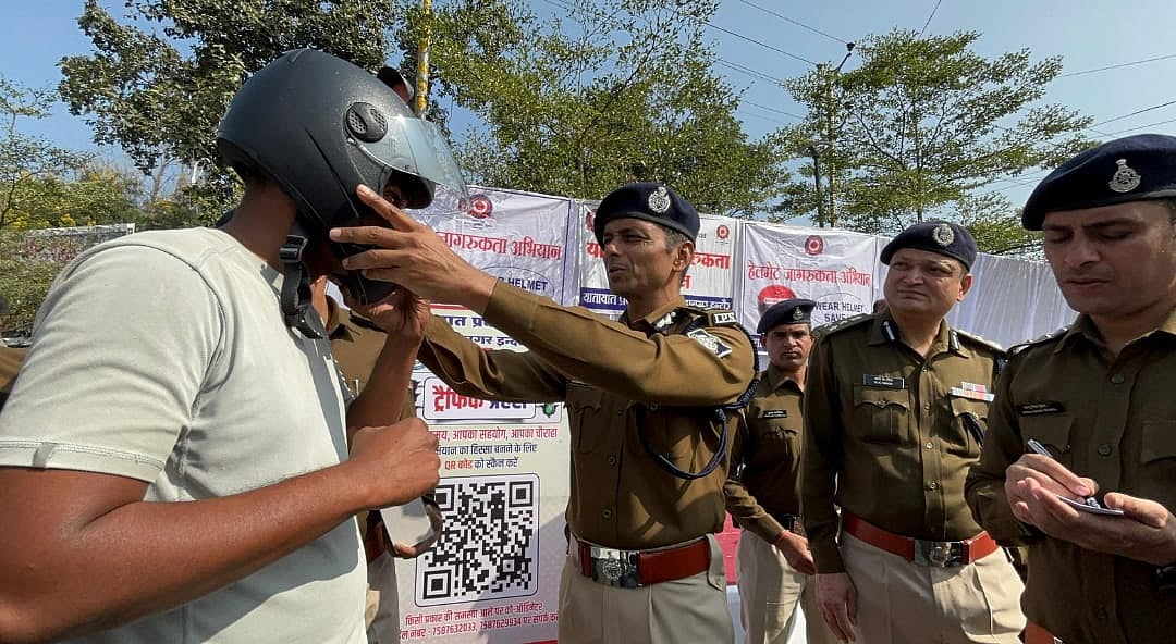 Indore News: Violators Fined, Then Given Helmets By CP Amid Road Safety Awareness Campaign