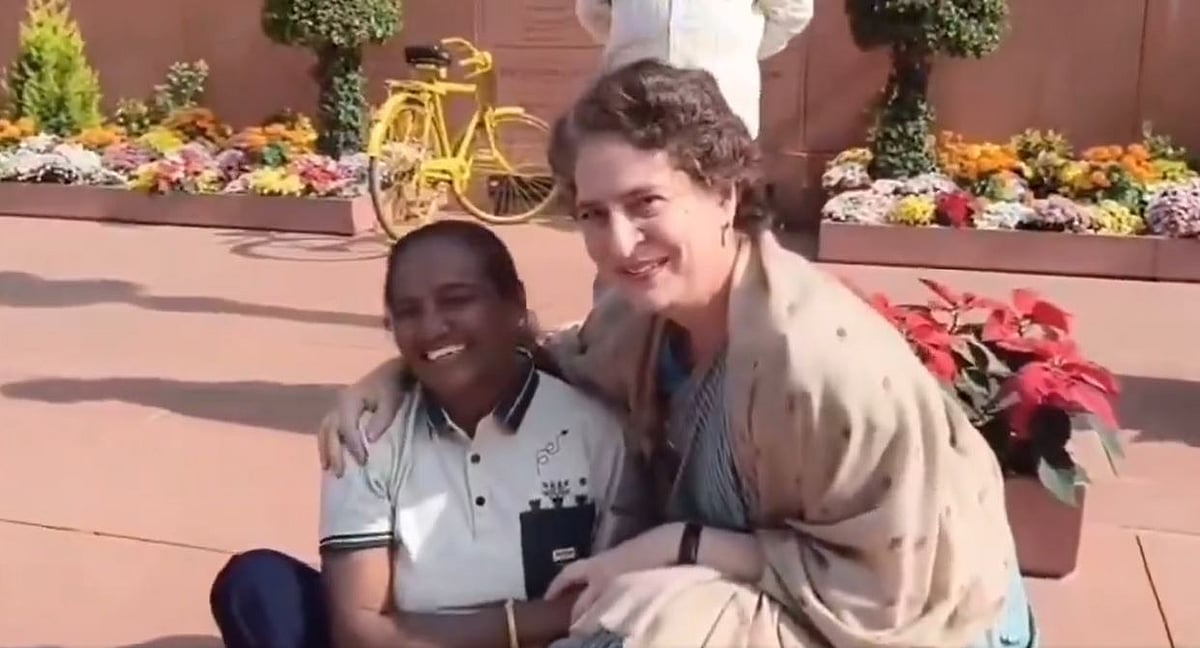 Heart-Touching Video Of Priyanka Gandhi Posing With Physically Challenged Woman Outside Parliament...