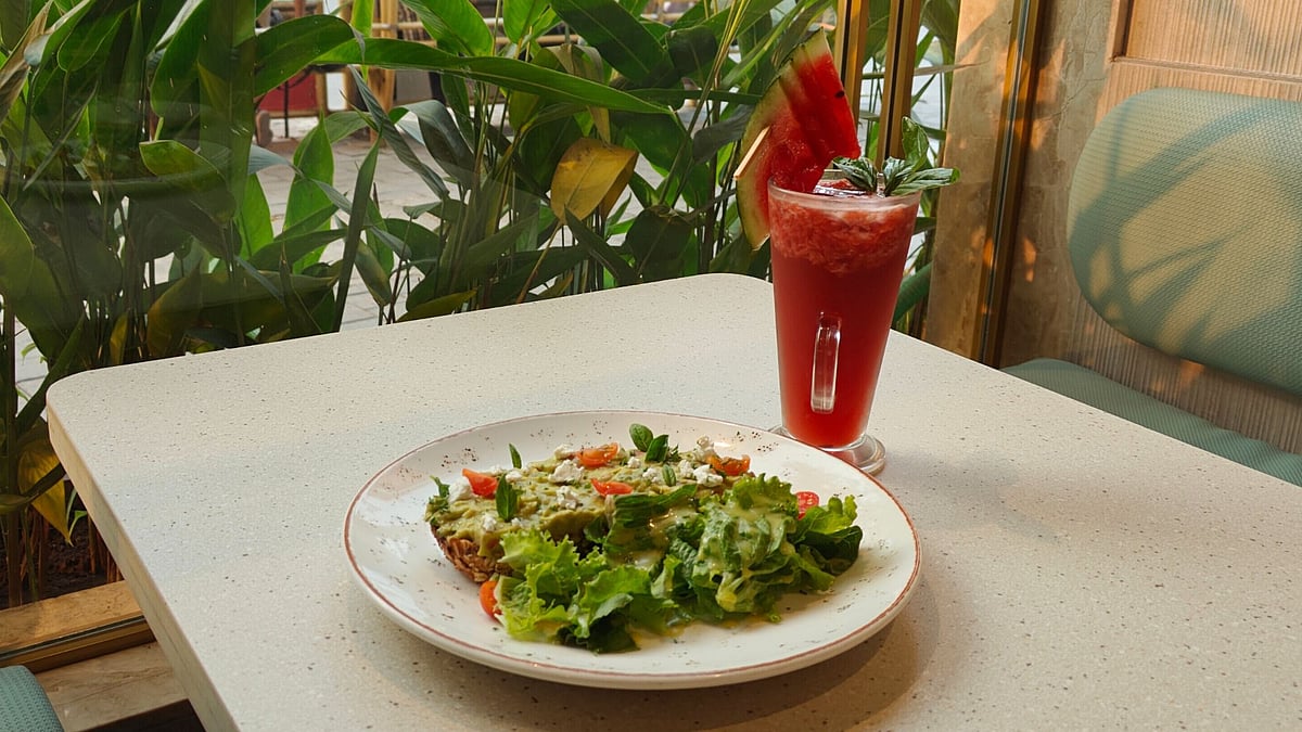 Avocado Bruschetta Tartine and Watermelon & Basil Iced Tea