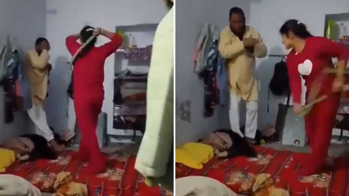 UP Woman Hits Maulana With Whip 11 Times In 2 Minutes After 15-Year-Old Daughter's Alleged Rape In...