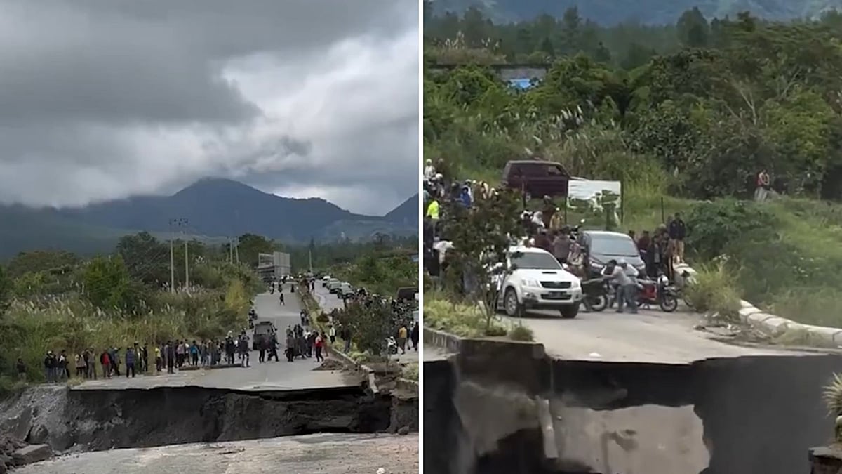 Indonesia: Highway Collapses Into 20-Metre Sinkhole In West Sumatra; Drivers In Panic Escape In...