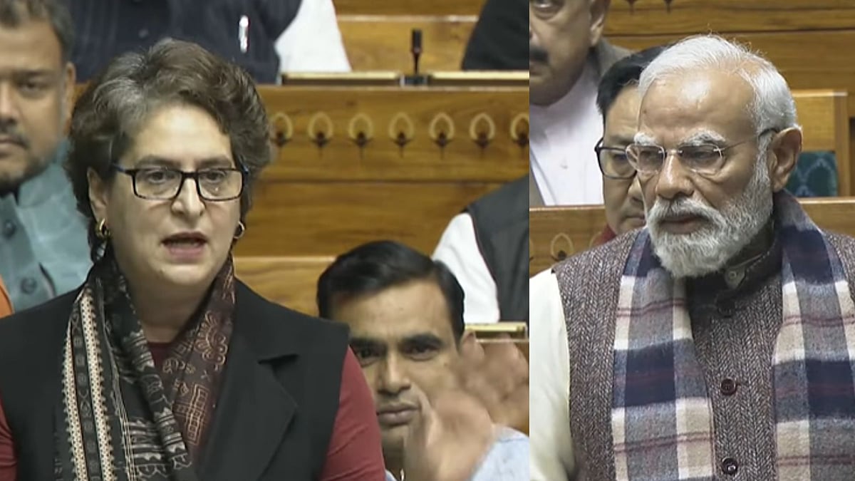 Left: Priyanka Gandhi
Righ: PM Modi | Sansad TV