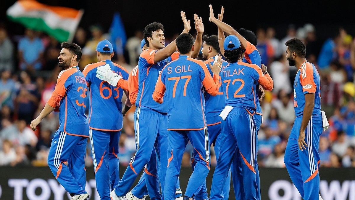 Shivam Dube celebrates picking up a wicket with India team | Image Credits: X/ BCCI