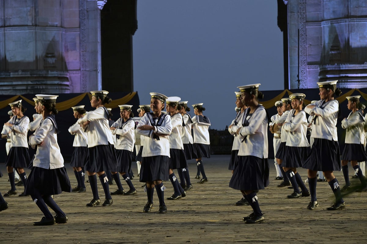 The Beating Retreat and Tattoo ceremony commenced at the Gateway of India
