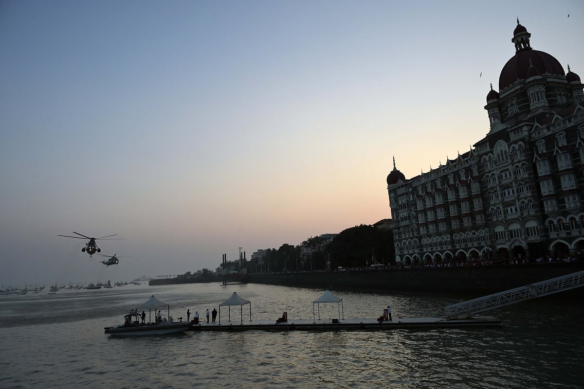The Beating Retreat and Tattoo ceremony commenced at the Gateway of India
