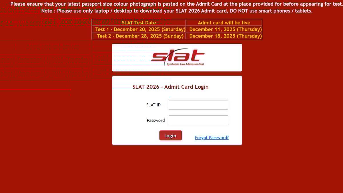 SLAT Test 1 Admit Card 2026 Out; Exam On December 20 