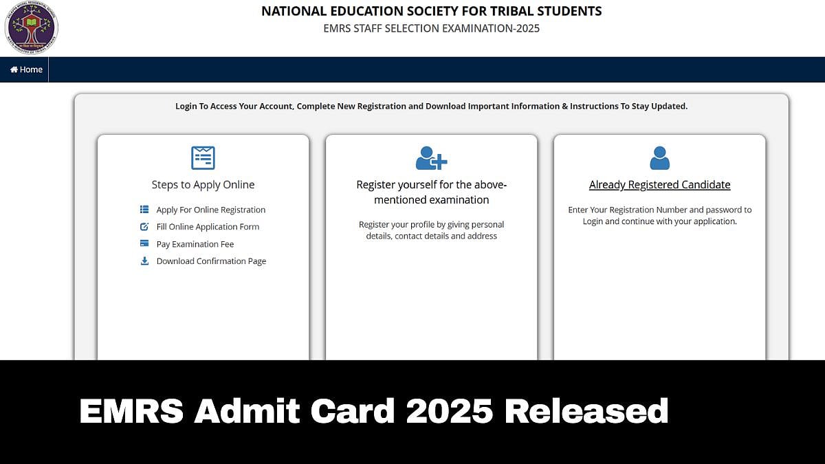 EMRS Staff Selection Exam Admit Card 2025 | examinationservices.nic.in