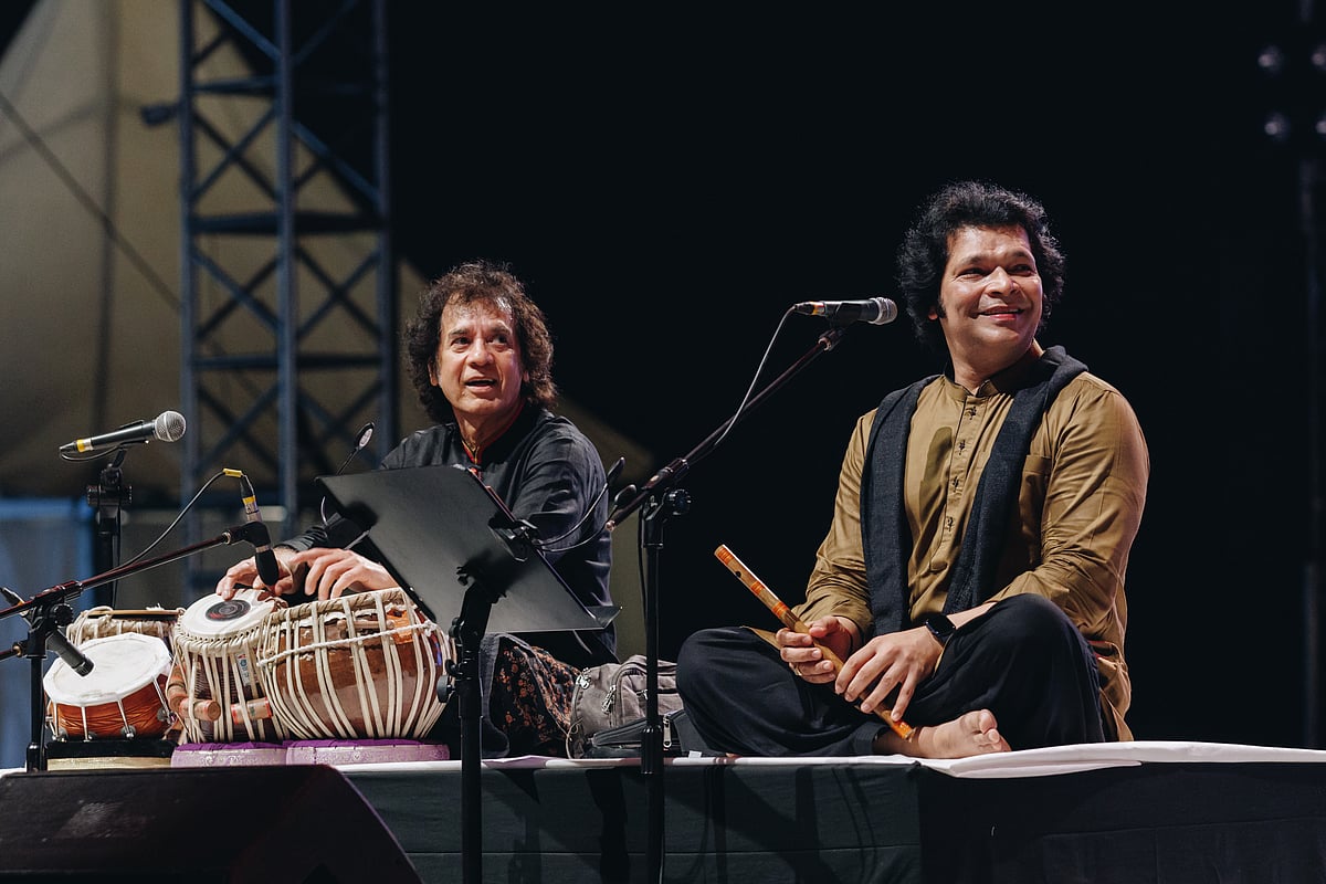 Ustad Zakir Hussain and Rakesh Chaurasia at the Serendipity Arts Festival, 2023