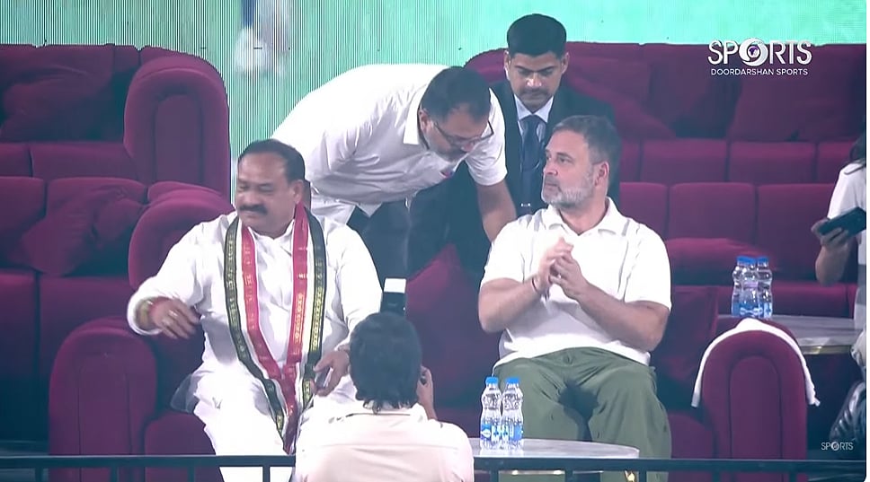 First Visual Of Rahul Gandhi At Uppal Stadium For Friendly Clash Between Lionel Messi And Telangana...