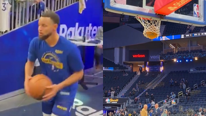 VIDEO: Stephen Curry Drills INCREDIBLE Shot From Beyond Court During Pre-Game Warm Up