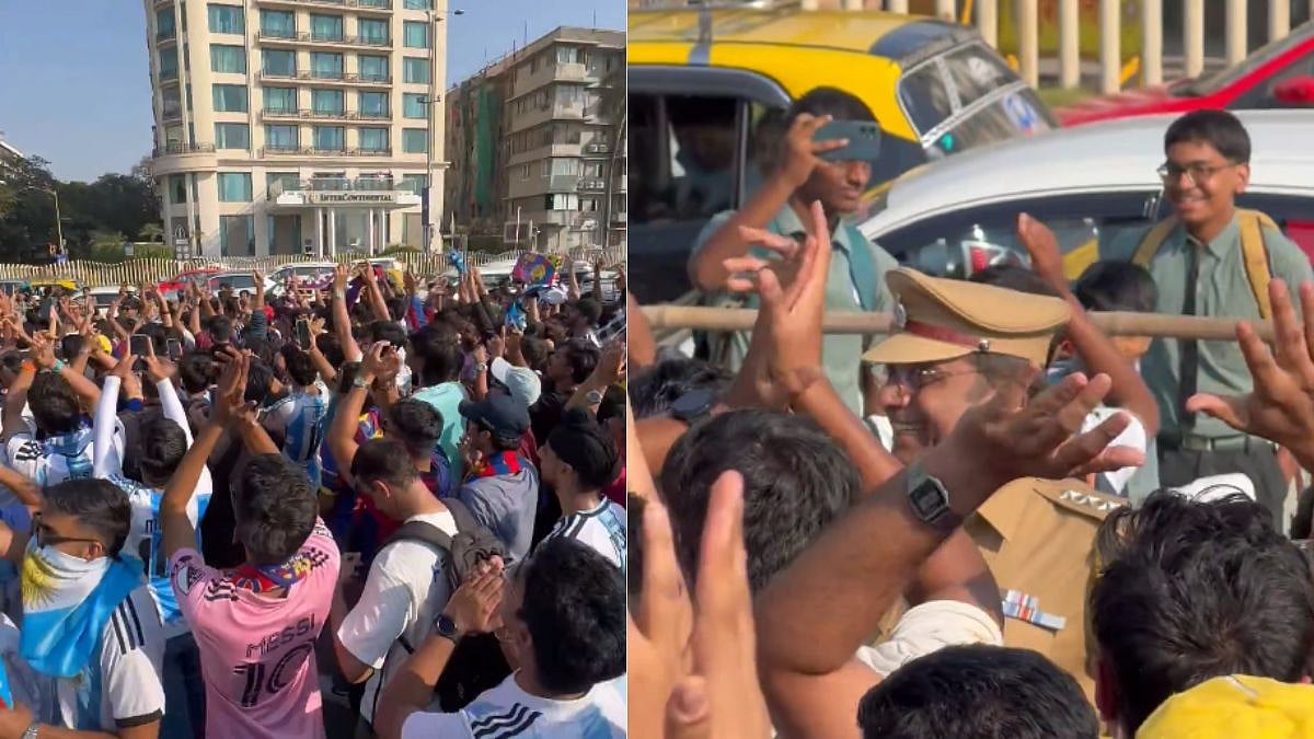 WATCH: Lionel Messi Fans Cheer For Mumbai Police Outside Wankhede, Day After Chaos At Salt Lake In...