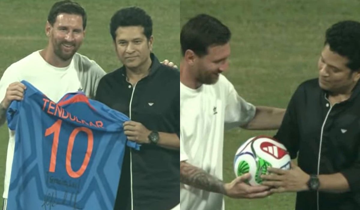 VIDEO: Sachin Tendulkar Meets Lionel Messi In Mumbai, Exchanges No.10 Jersey For World Cup Ball In...