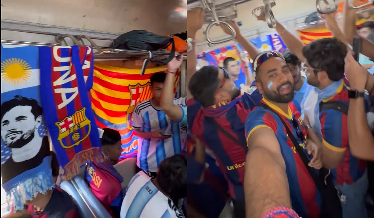 VIDEO: FC Barcelona Mumbai Local Goes Viral, Fans Chant 'Messi' In Train Ahead Of Wankhede Visit