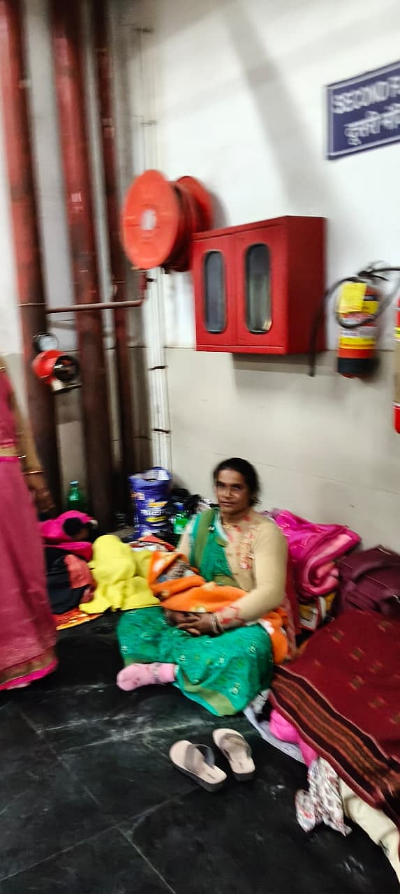 Patients’ attendants sitting on the floor