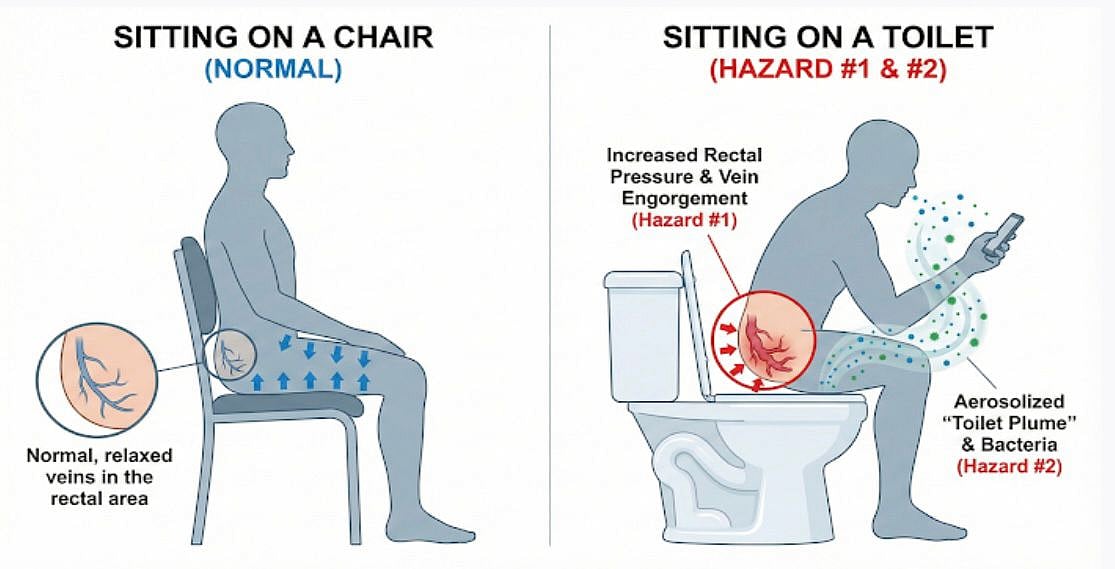 Prolonged Toilet Sitting, Smartphone Scrolling And Smoking Combine To Raise Haemorrhoids | 