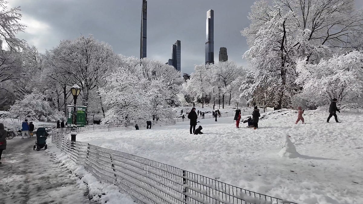 Winter Magic In New York: Heavy Snowfall Turns Central Park Magical Wonderland; Stunning Visuals...