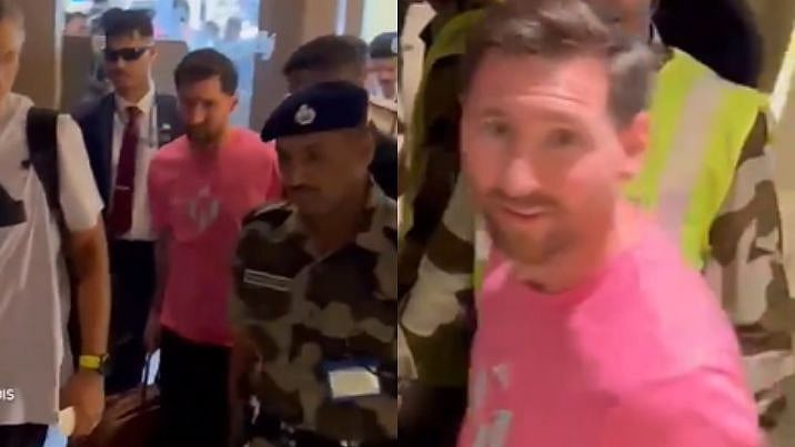 VIDEO: Lionel Messi Lands In New Delhi For Final Leg Of GOAT India Tour Amid Heavy Security, Fans Gather Outside Airport 