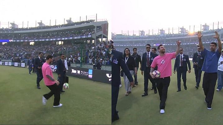 Messi Mania! Arun Jaitley Stadium Erupts In Cheers As Lionel Messi Makes Grand Entry During GOAT India Tour; VIDEO 