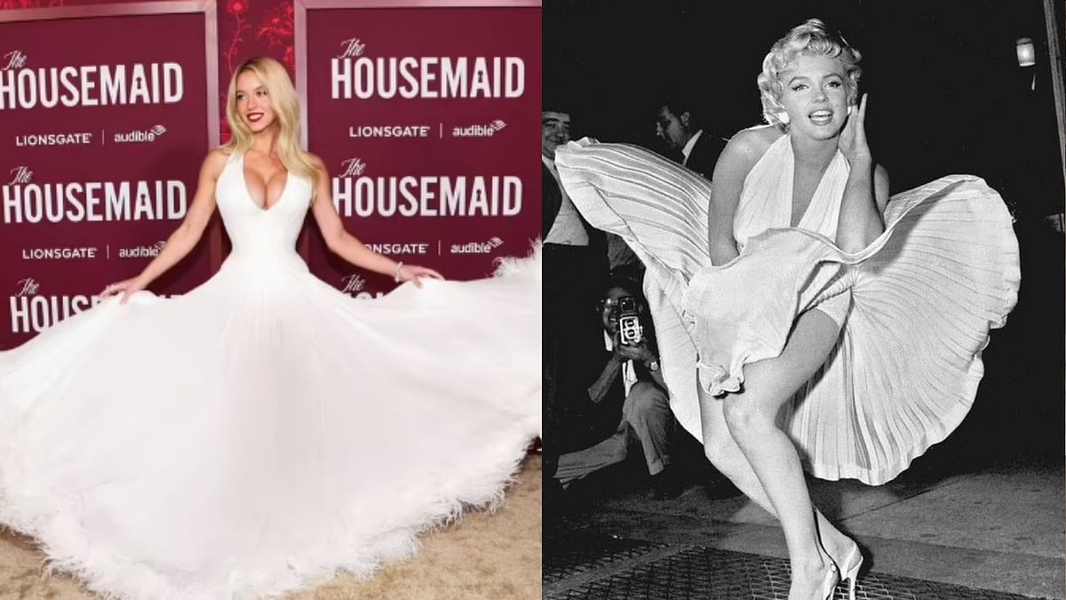 Sydney Sweeney Channels  Marilyn Monroe In Halter Neck Gown At The Housemaid's Premiere