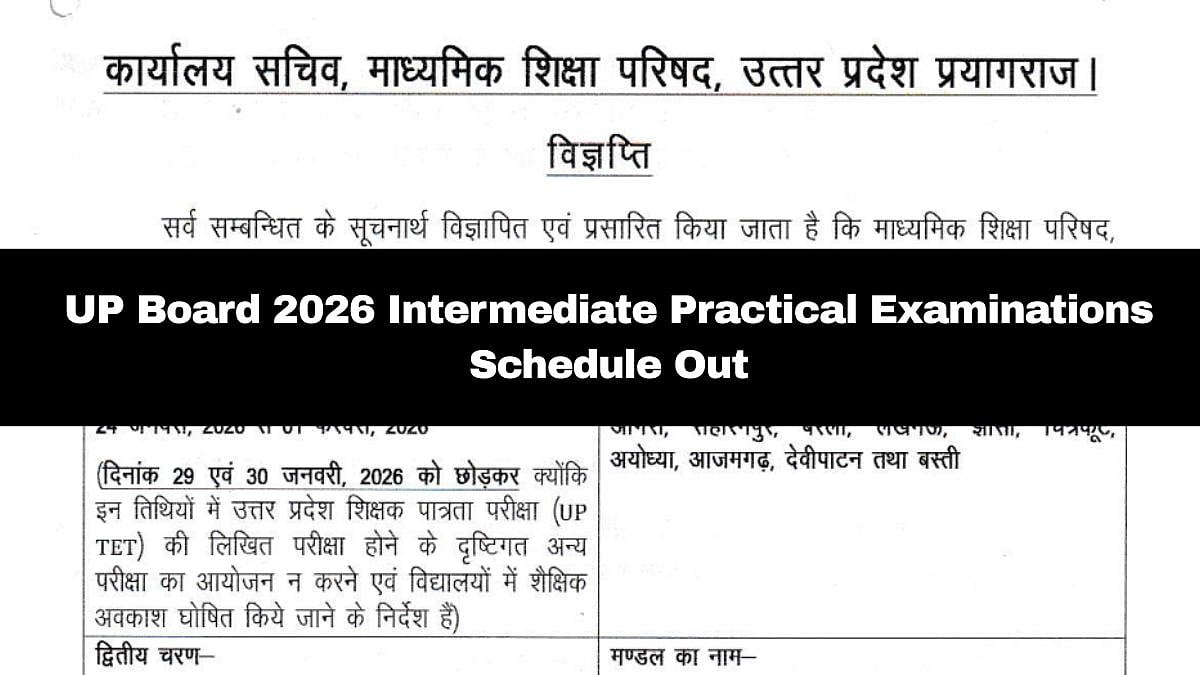 UP Intermediate Board 2026: Class 12 Practical Exam Timetable Out; Details Here